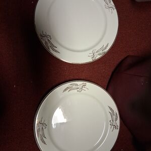 Lifetime China Prairie Gold Dinner Plates 10 1/4" Alliance Ohio Set 2